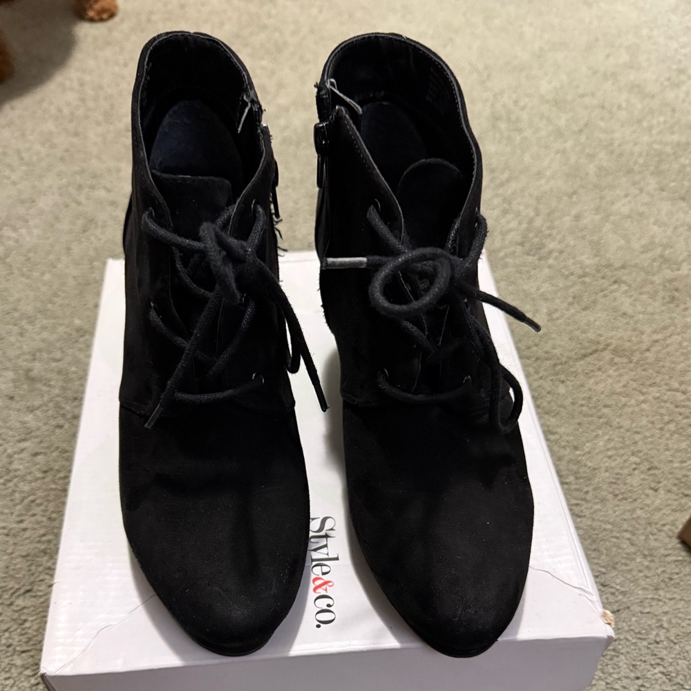 Style & co. Black Wedge Ankle Boots - Picture 2 of 7